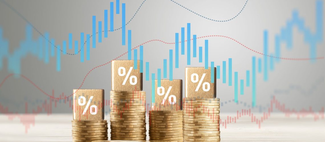 Stack of coins. Finance concept interest rate